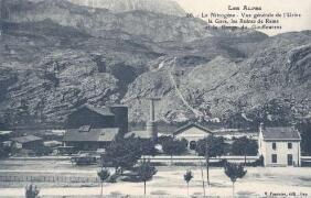 La Nitrogène. Vue générale de l'usine, la gare, les ruines de Rame et la gorge du Gouffourens Joubert, Gap