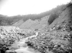 Torrent de Boscodon, premier glissement dans la forêt de Boscodon, en amont de la baraque forestière et du barrage n° 5