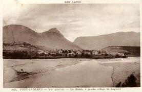Pont-Lagrand - Vue générale. Le Buëch et, à gauche, village de Lagrand Andreis (Gap)